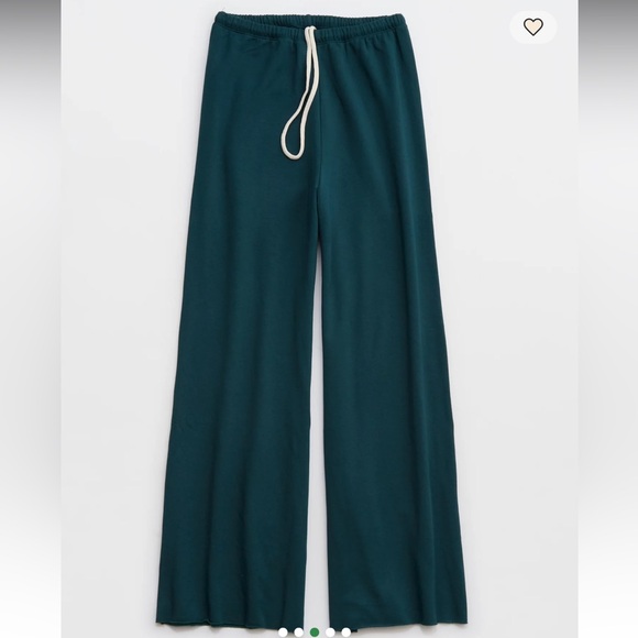 Aerie OFFLINE By Aerie OTT Fleece Super Wide Leg Pant Medium Forest Green - Picture 3 of 4